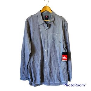 Quicksilver Button Down Shirt Mens Size XL Slim Fit Striped Blue White New